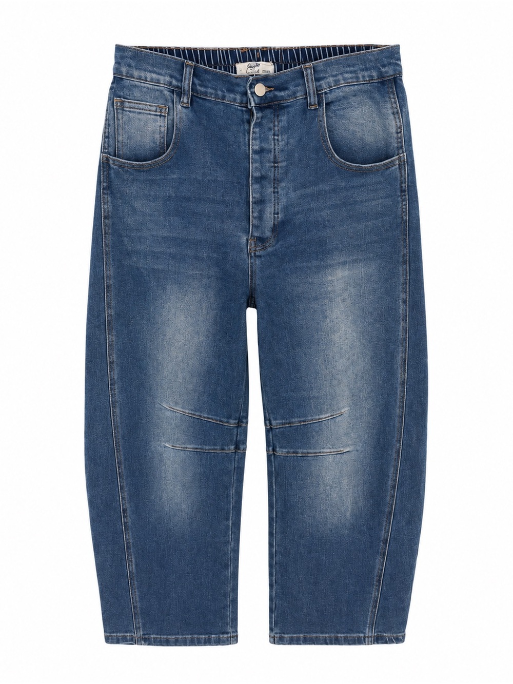 Women's Blue Wide-Leg Cropped Jeans
